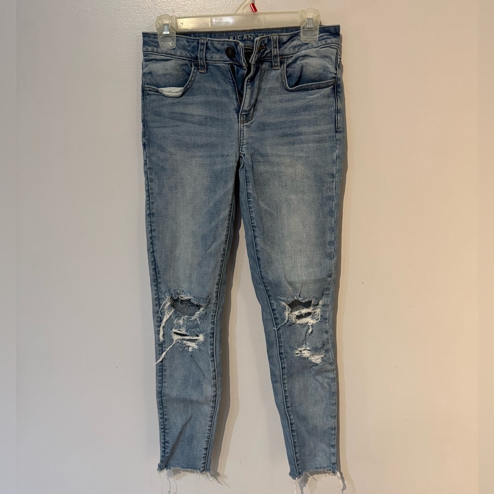 American Eagle Outfitters Light Blue Ripped Skinny Jeans